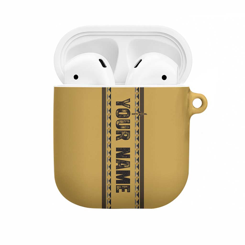 Custom Retro Bowling AirPods Case with Diamond Stripe Pattern North Bowl Logo - Wonder Print Shop