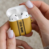 Custom Retro Bowling AirPods Case with Diamond Stripe Pattern North Bowl Logo - Wonder Print Shop