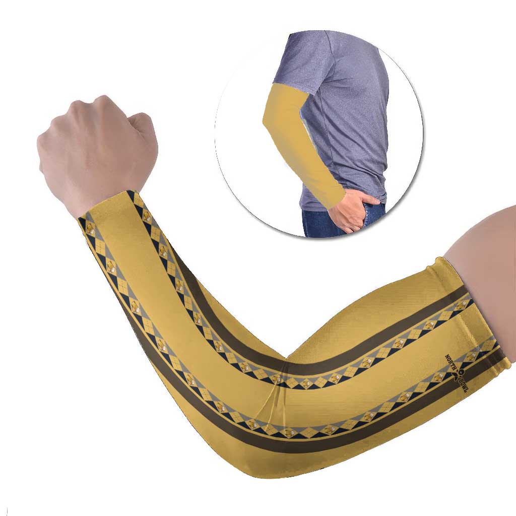 Custom Retro Bowling Arm Sleeves with Diamond Stripe Pattern North Bowl Logo - Wonder Print Shop