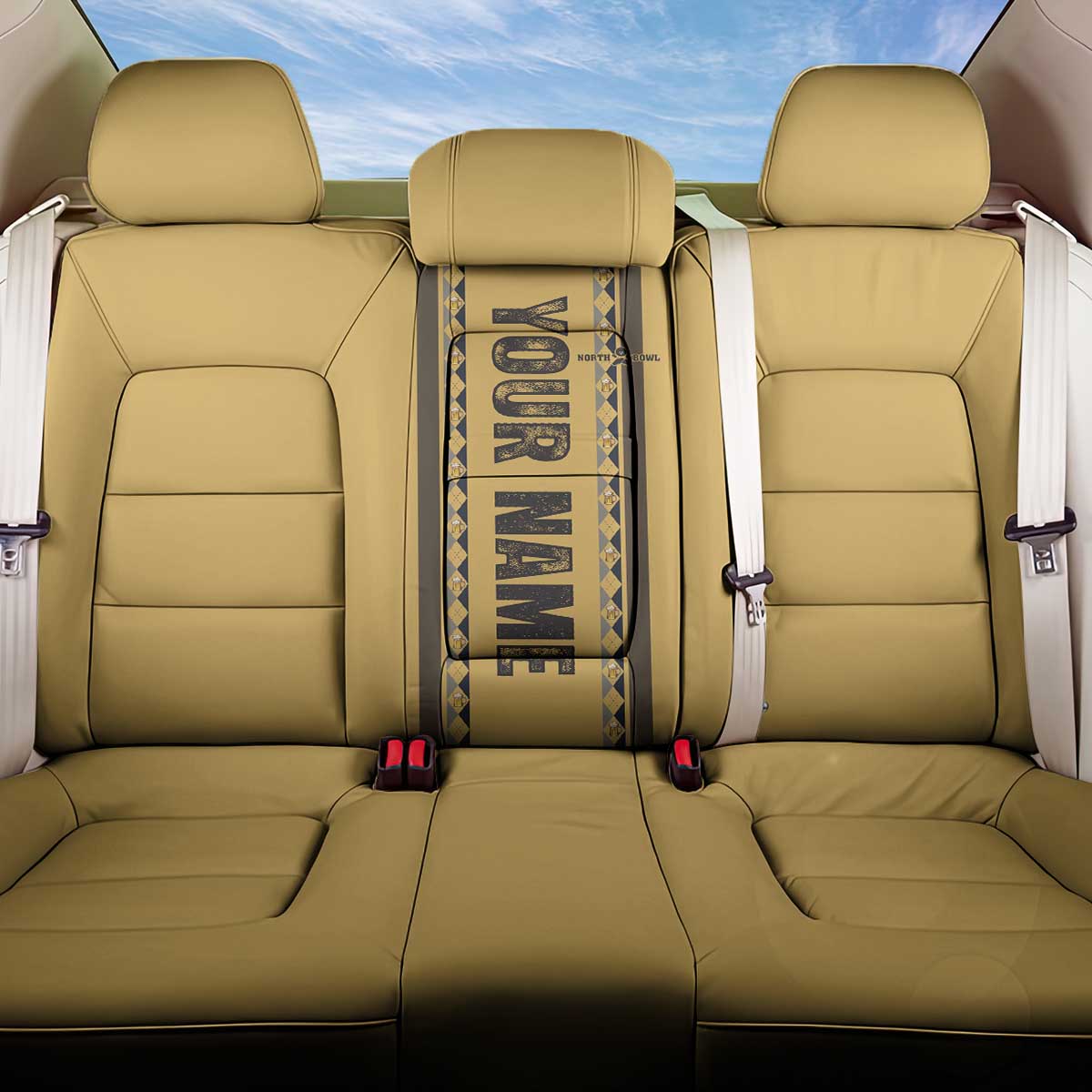 Custom Retro Bowling Back Car Seat Cover with Diamond Stripe Pattern North Bowl Logo - Wonder Print Shop
