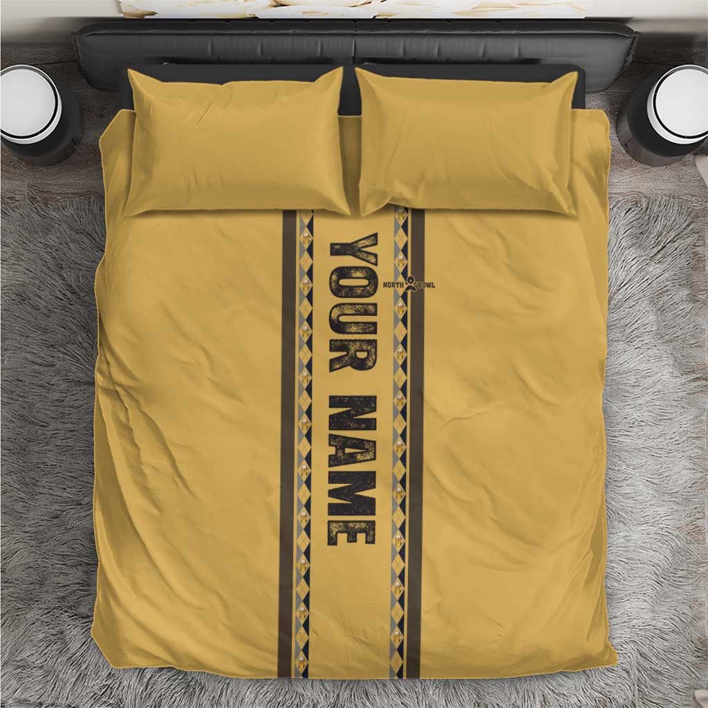 Custom Retro Bowling Bedding Set with Diamond Stripe Pattern North Bowl Logo - Wonder Print Shop