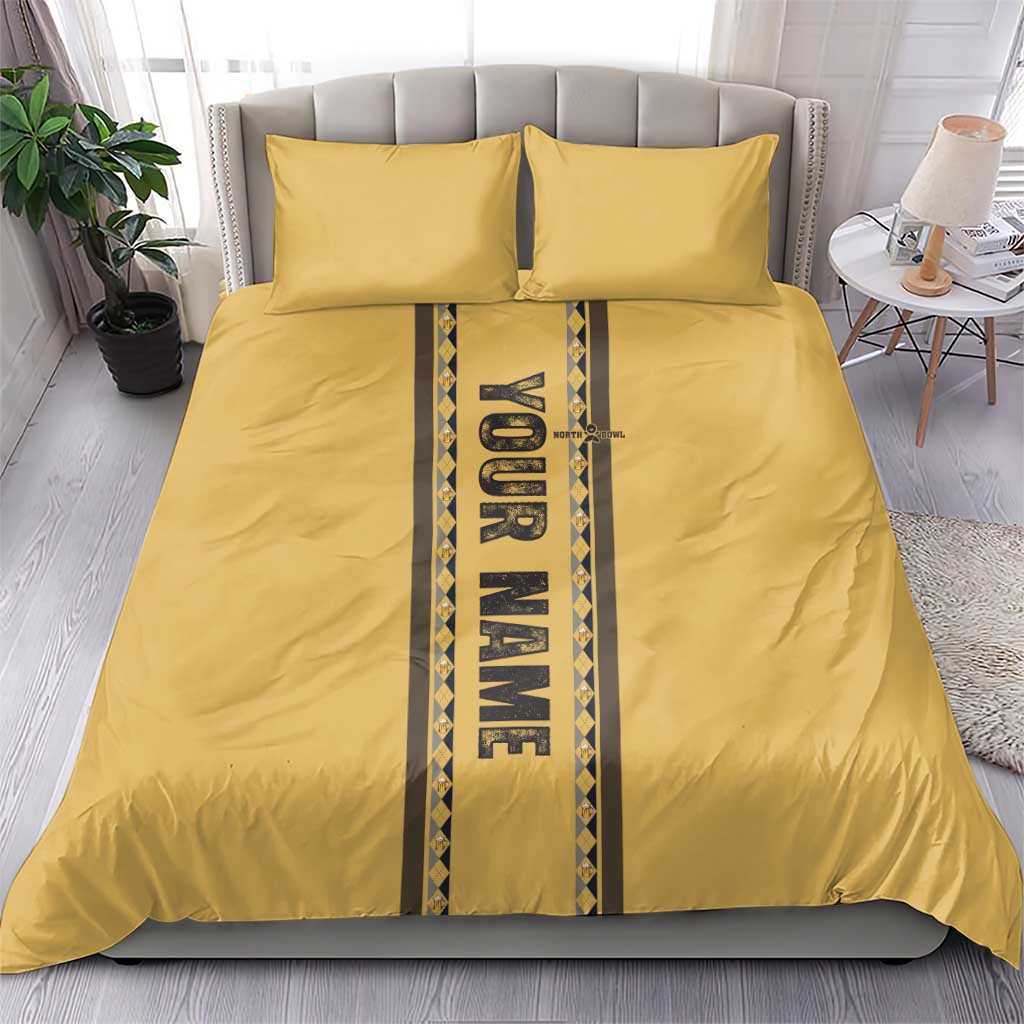 Custom Retro Bowling Bedding Set with Diamond Stripe Pattern North Bowl Logo - Wonder Print Shop