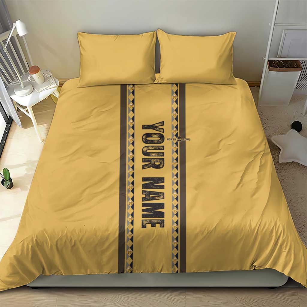 Custom Retro Bowling Bedding Set with Diamond Stripe Pattern North Bowl Logo - Wonder Print Shop