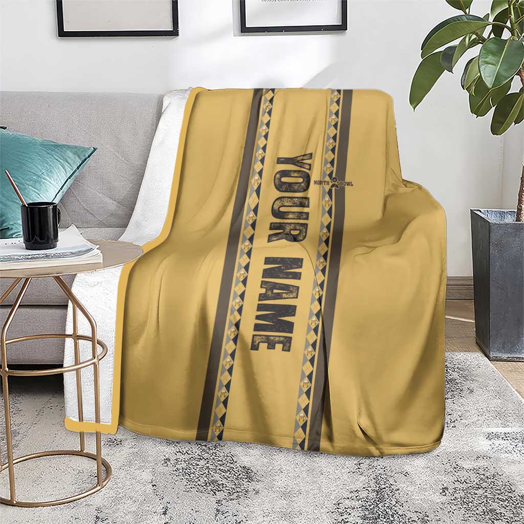 Custom Retro Bowling Blanket with Diamond Stripe Pattern North Bowl Logo - Wonder Print Shop