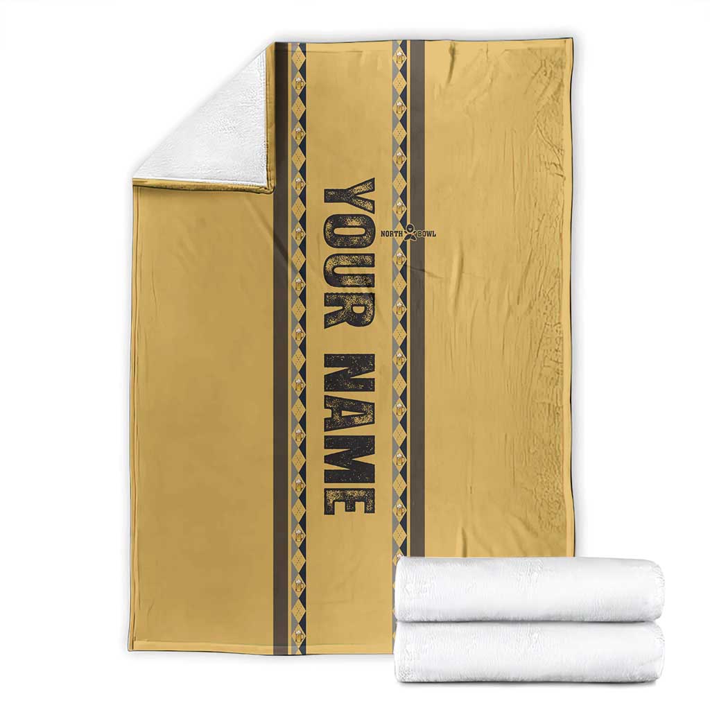 Custom Retro Bowling Blanket with Diamond Stripe Pattern North Bowl Logo - Wonder Print Shop