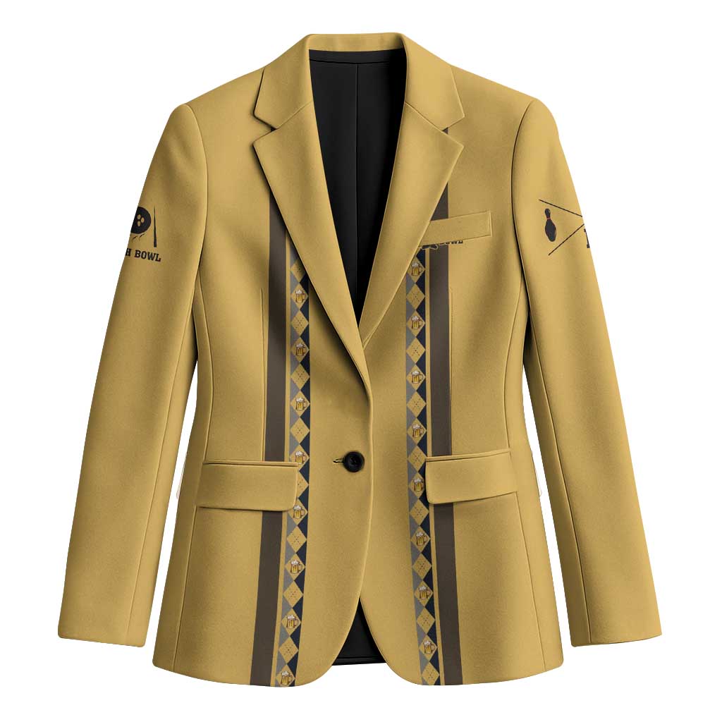 Custom Retro Bowling Blazer with Diamond Stripe Pattern North Bowl Logo - Wonder Print Shop