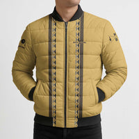 Custom Retro Bowling Bomber Puffer Jacket with Diamond Stripe Pattern North Bowl Logo - Wonder Print Shop