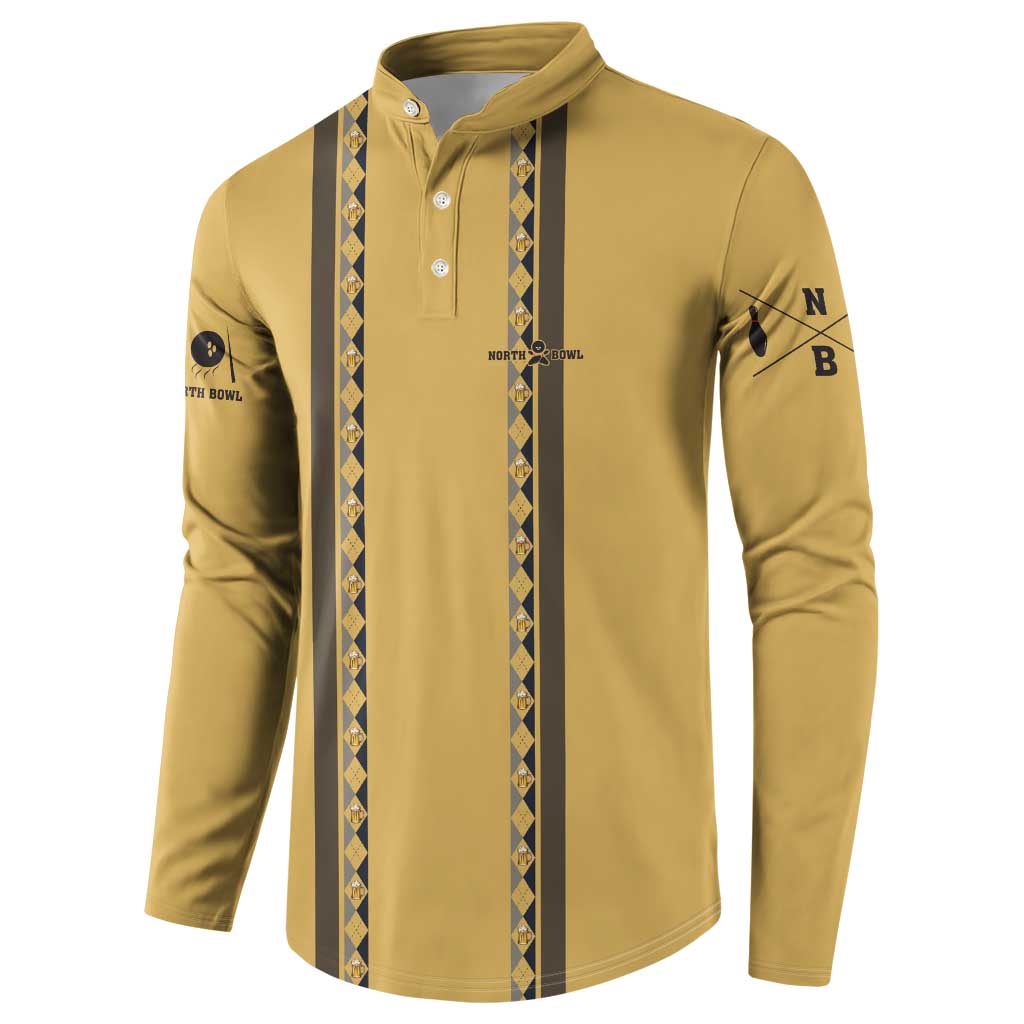Custom Retro Bowling Button Sweatshirt with Diamond Stripe Pattern North Bowl Logo - Wonder Print Shop