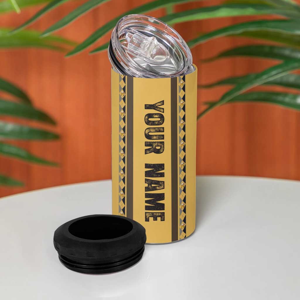 Custom Retro Bowling 4 in 1 Can Cooler Tumbler with Diamond Stripe Pattern North Bowl Logo - Wonder Print Shop