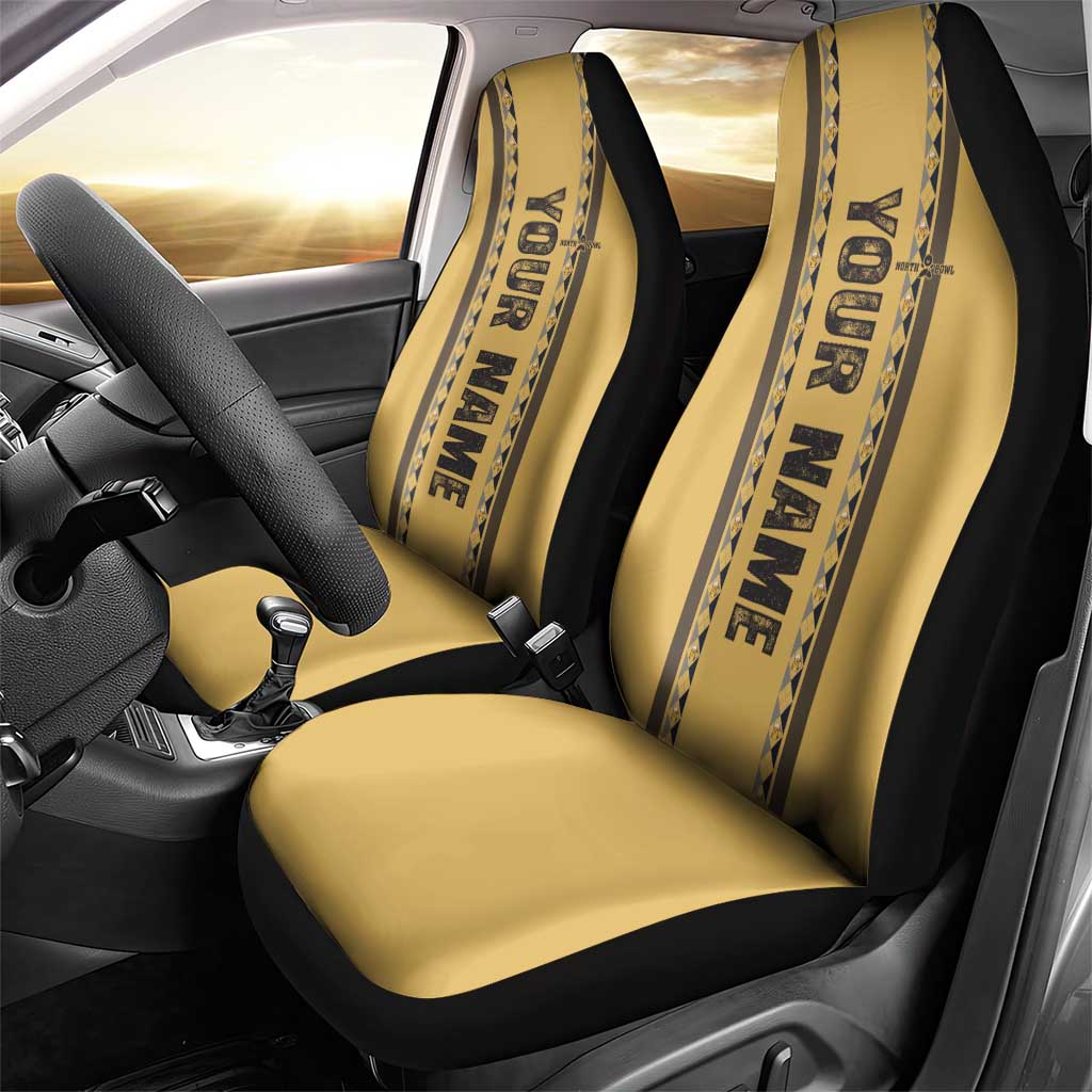 Custom Retro Bowling Car Seat Cover with Diamond Stripe Pattern North Bowl Logo - Wonder Print Shop