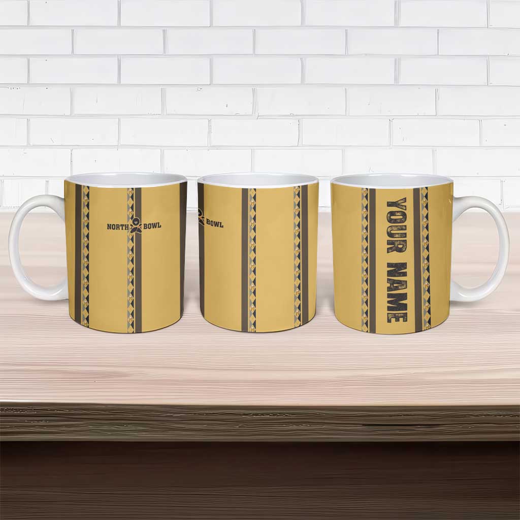 Custom Retro Bowling Ceramic Mug with Diamond Stripe Pattern North Bowl Logo - Wonder Print Shop