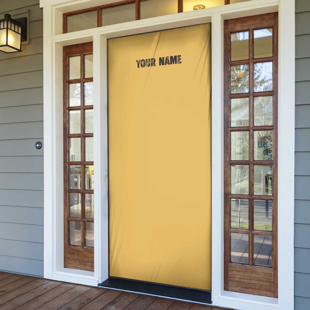 Custom Retro Bowling Door Cover with Diamond Stripe Pattern North Bowl Logo - undefined