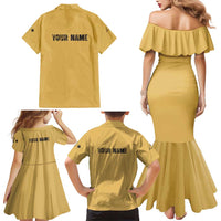 Custom Retro Bowling Family Matching Mermaid Dress and Hawaiian Shirt with Diamond Stripe Pattern North Bowl Logo - Wonder Print Shop