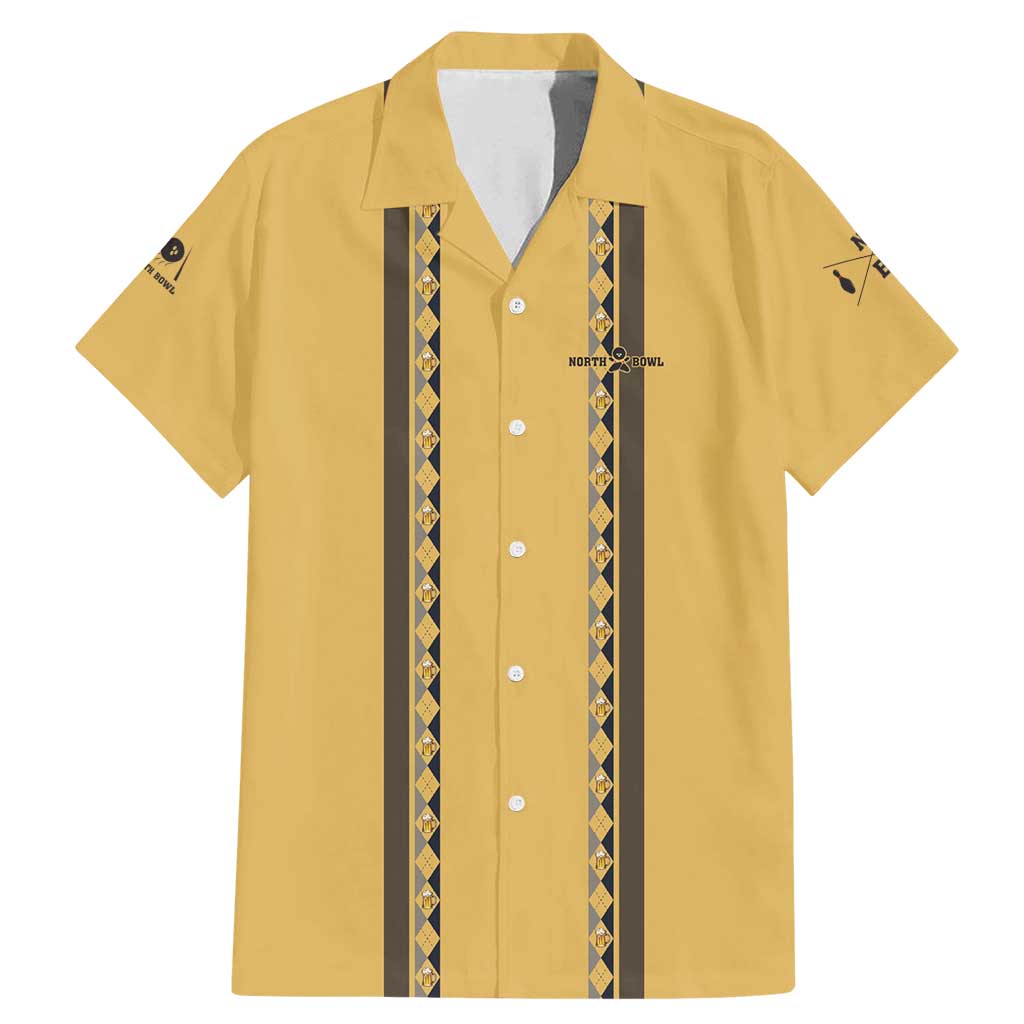 Custom Retro Bowling Family Matching Mermaid Dress and Hawaiian Shirt with Diamond Stripe Pattern North Bowl Logo - Wonder Print Shop