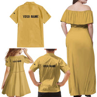 Custom Retro Bowling Family Matching Off Shoulder Maxi Dress and Hawaiian Shirt with Diamond Stripe Pattern North Bowl Logo - Wonder Print Shop