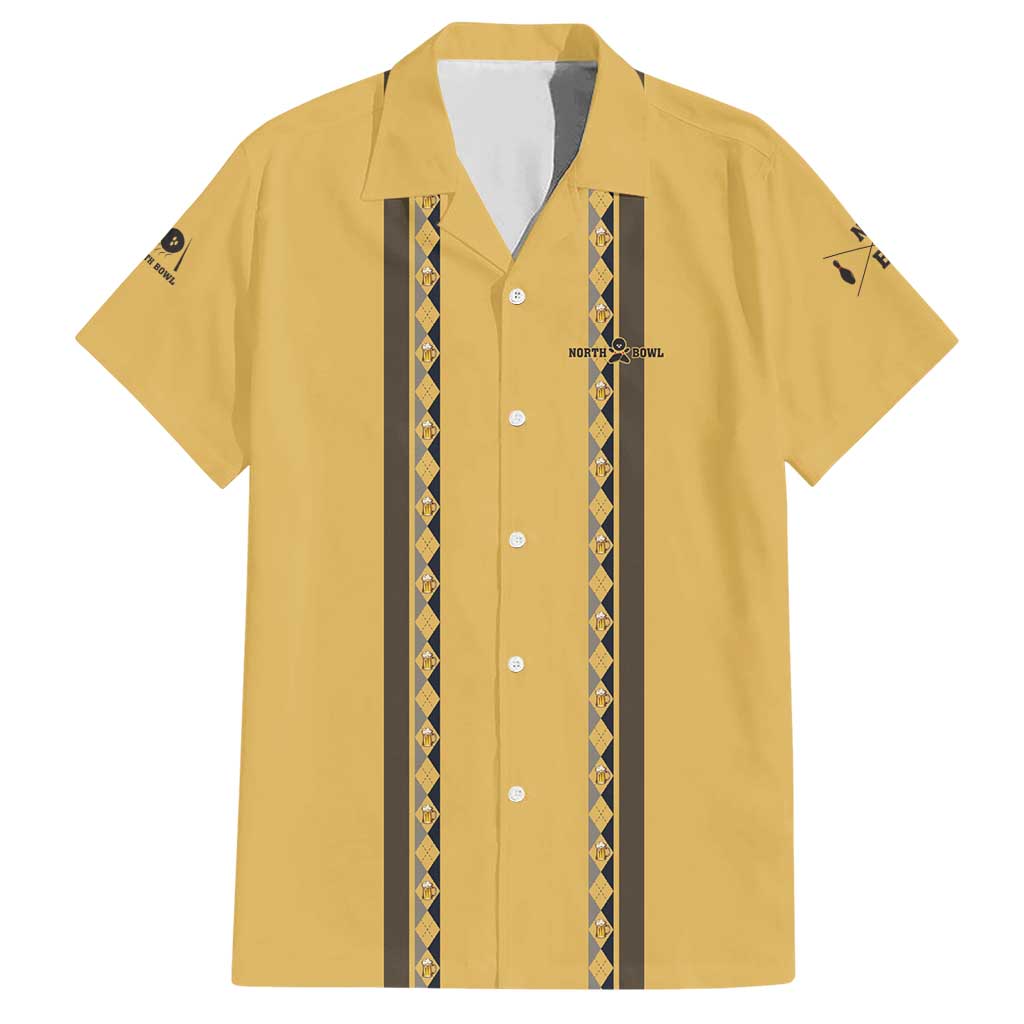 Custom Retro Bowling Family Matching Short Sleeve Bodycon Dress and Hawaiian Shirt with Diamond Stripe Pattern North Bowl Logo - Wonder Print Shop