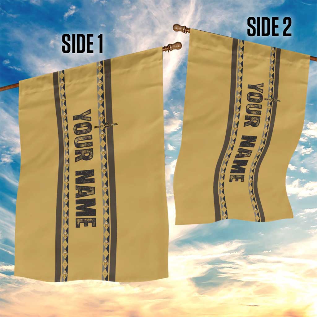 Custom Retro Bowling Garden Flag with Diamond Stripe Pattern North Bowl Logo - Wonder Print Shop