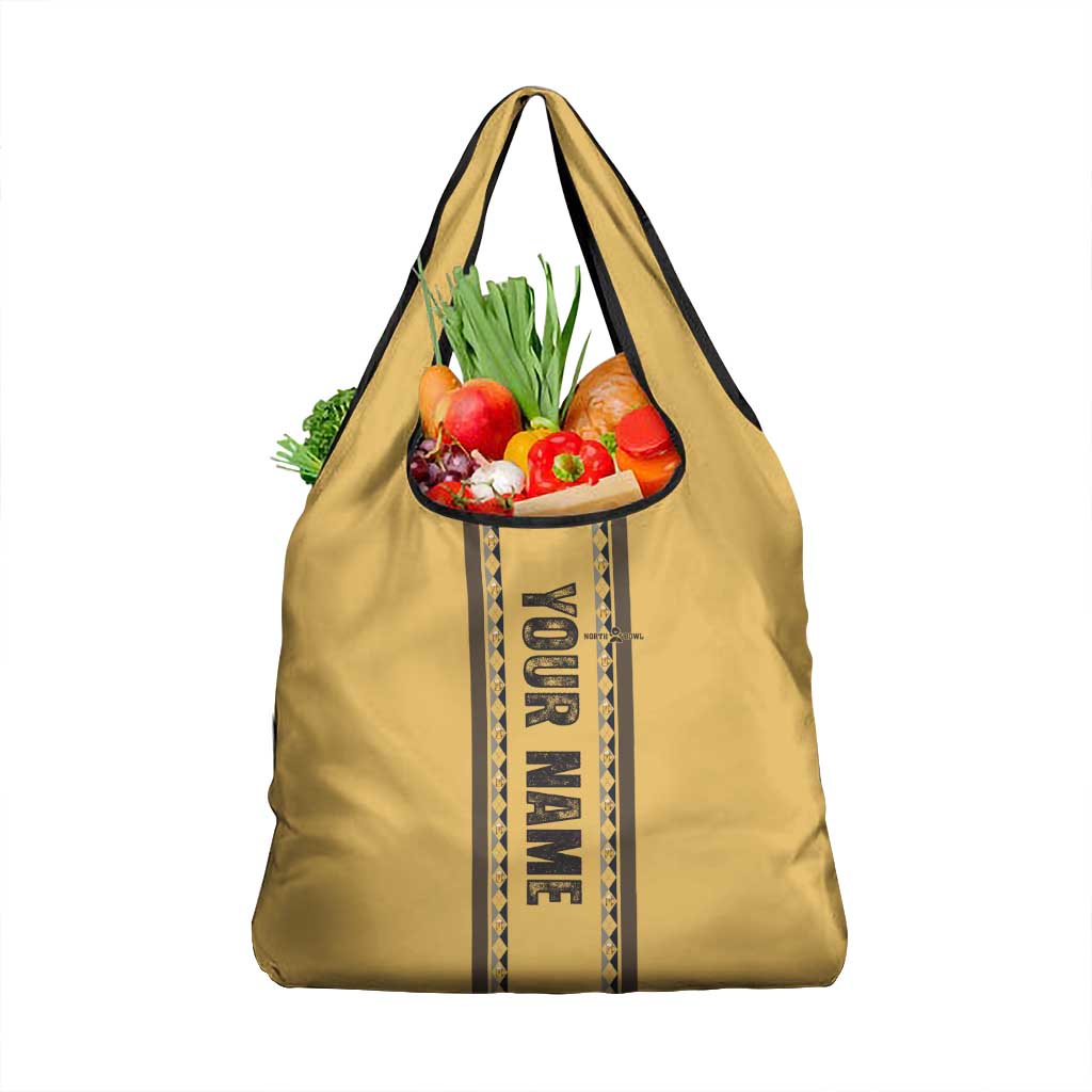 Custom Retro Bowling Grocery Bag with Diamond Stripe Pattern North Bowl Logo - Wonder Print Shop