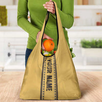 Custom Retro Bowling Grocery Bag with Diamond Stripe Pattern North Bowl Logo - Wonder Print Shop