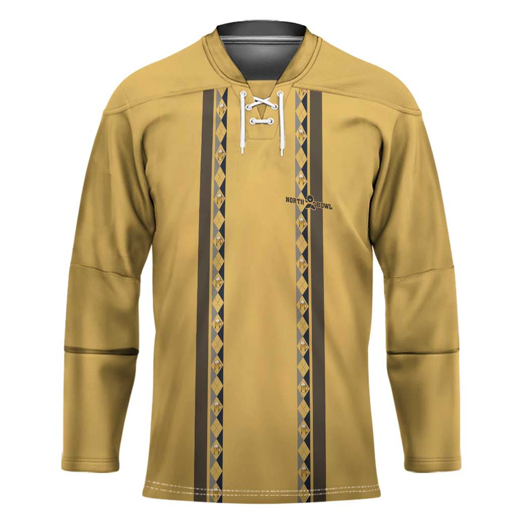Custom Retro Bowling Hockey Jersey with Diamond Stripe Pattern North Bowl Logo - Wonder Print Shop