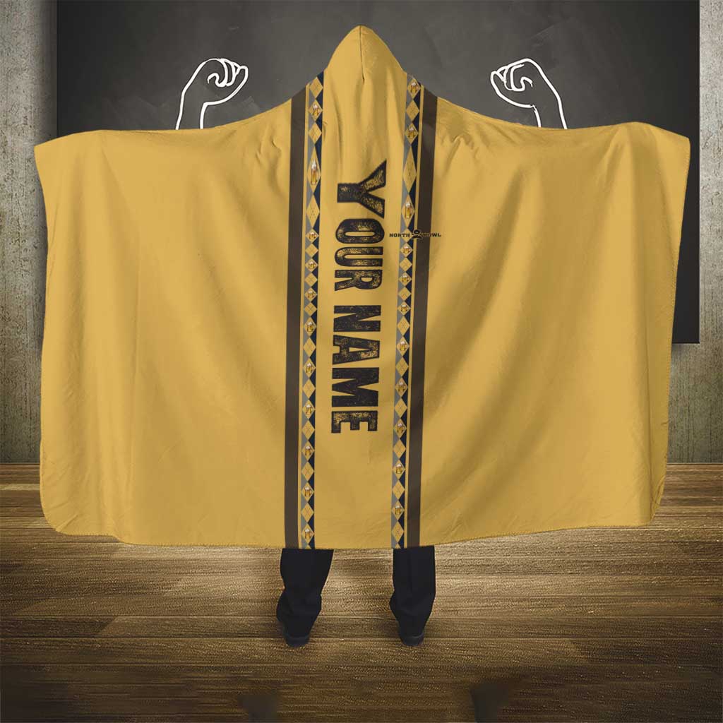 Custom Retro Bowling Hooded Blanket with Diamond Stripe Pattern North Bowl Logo - Wonder Print Shop