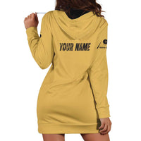 Custom Retro Bowling Hoodie Dress with Diamond Stripe Pattern North Bowl Logo - Wonder Print Shop