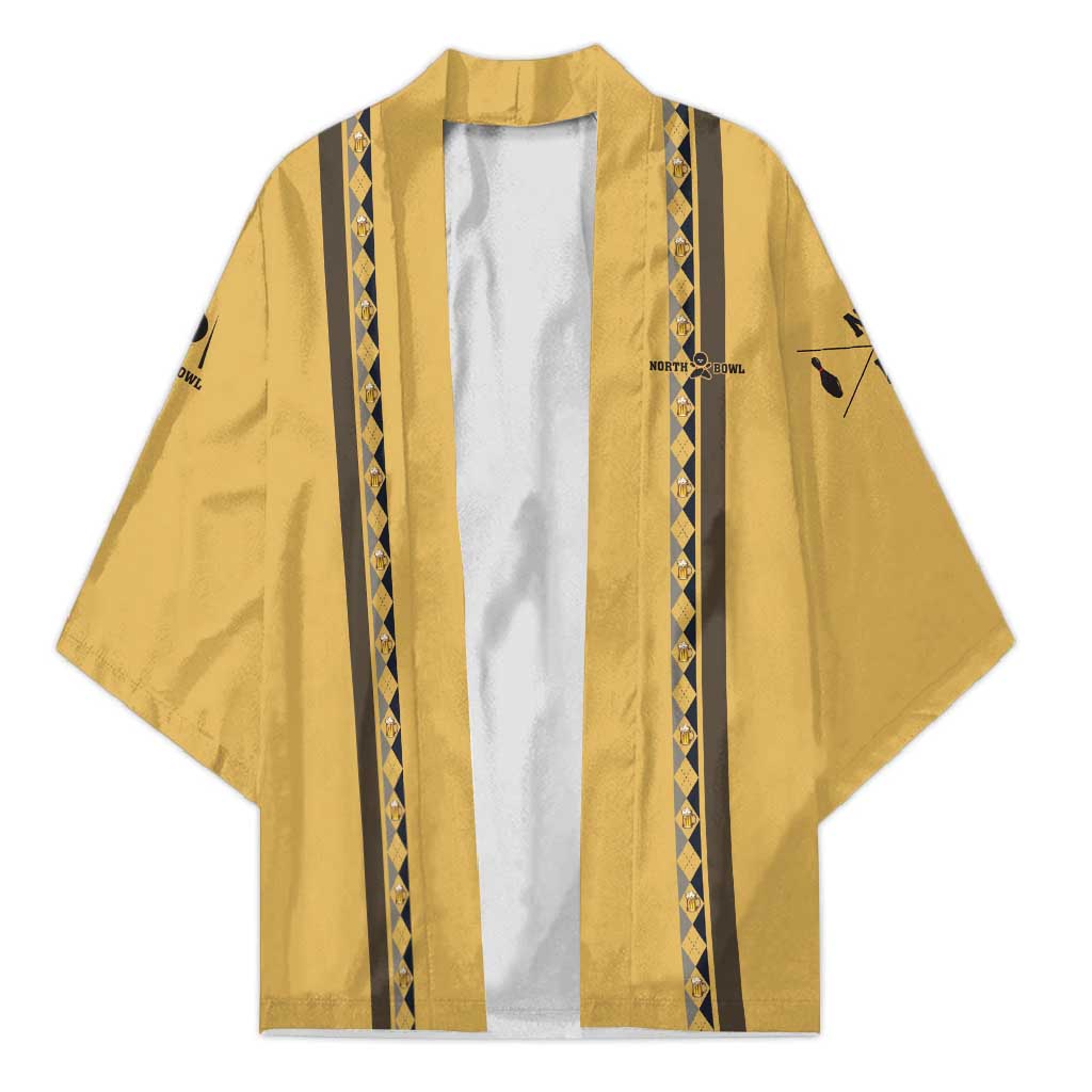 Custom Retro Bowling Kimono with Diamond Stripe Pattern North Bowl Logo - Wonder Print Shop