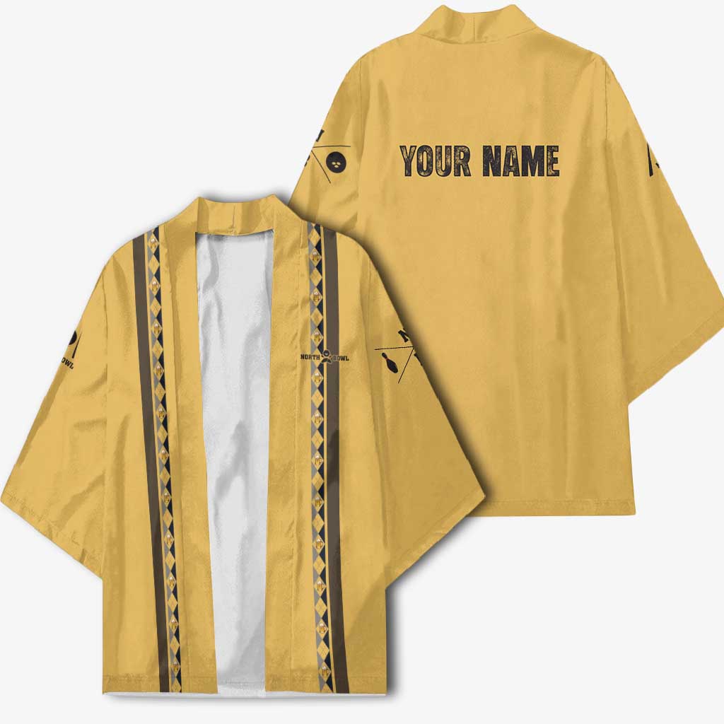 Custom Retro Bowling Kimono with Diamond Stripe Pattern North Bowl Logo - Wonder Print Shop