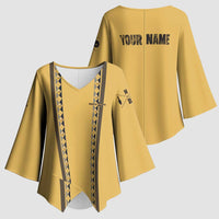 Custom Retro Bowling Kimono Sleeve Blouse with Diamond Stripe Pattern North Bowl Logo - Wonder Print Shop