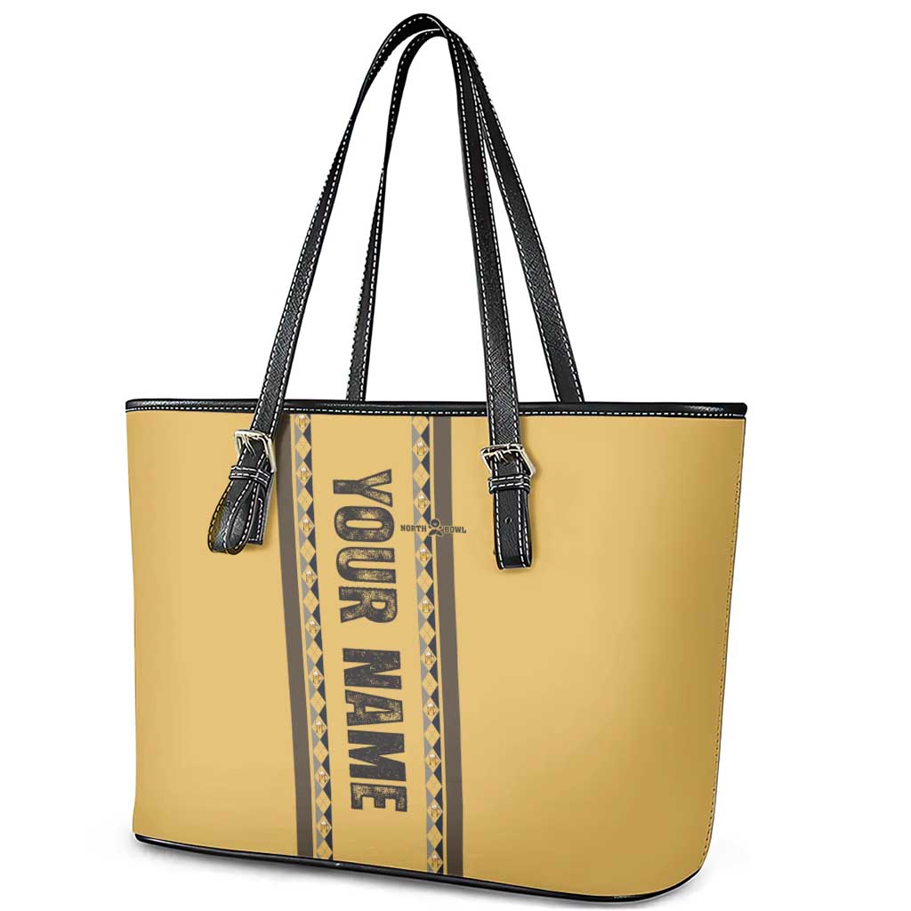 Custom Retro Bowling Leather Tote Bag with Diamond Stripe Pattern North Bowl Logo - Wonder Print Shop