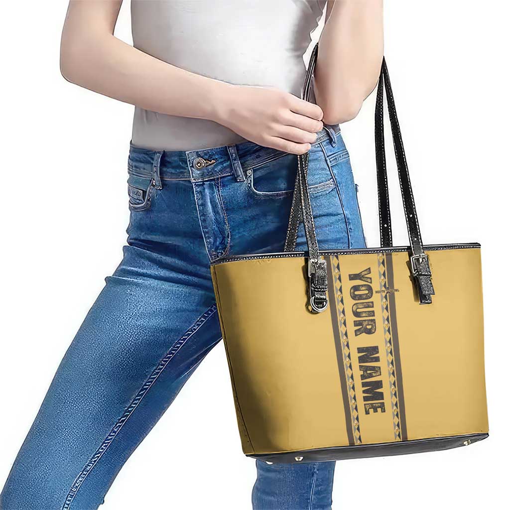 Custom Retro Bowling Leather Tote Bag with Diamond Stripe Pattern North Bowl Logo - Wonder Print Shop