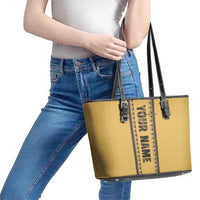 Custom Retro Bowling Leather Tote Bag with Diamond Stripe Pattern North Bowl Logo - Wonder Print Shop
