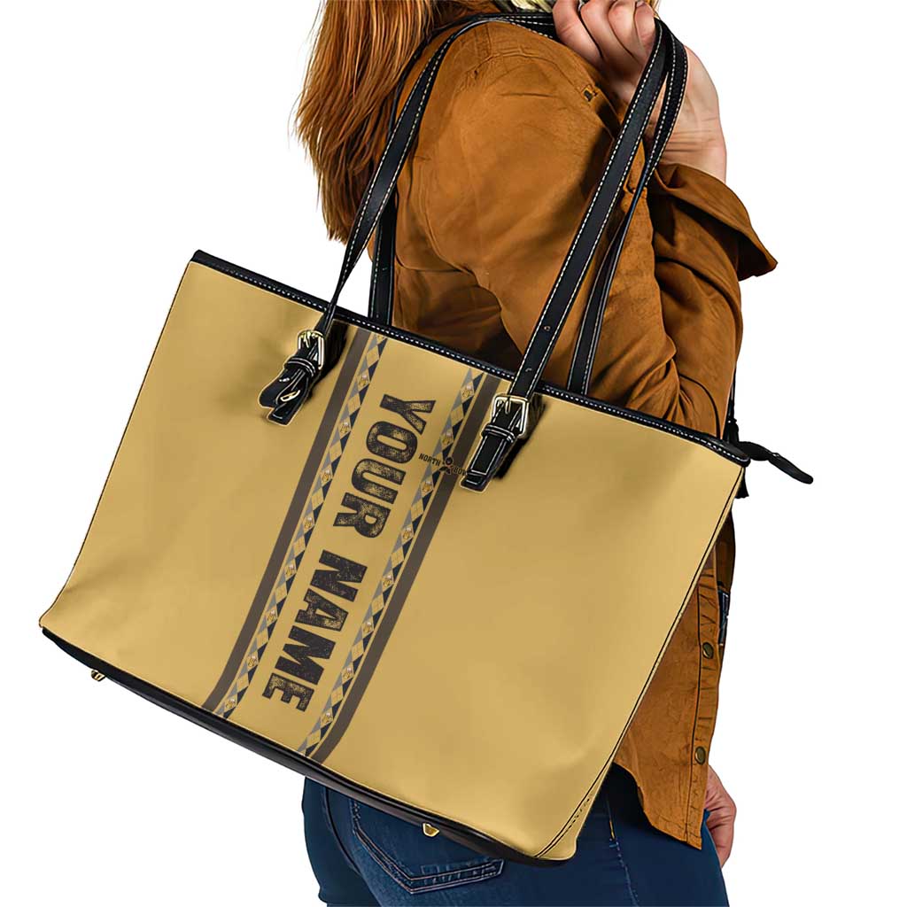 Custom Retro Bowling Leather Tote Bag with Diamond Stripe Pattern North Bowl Logo - Wonder Print Shop