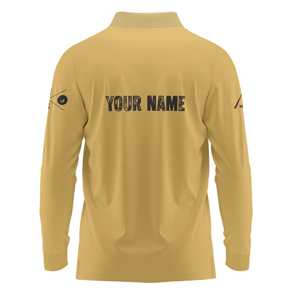 Custom Retro Bowling Long Sleeve Polo Shirt with Diamond Stripe Pattern North Bowl Logo - Wonder Print Shop