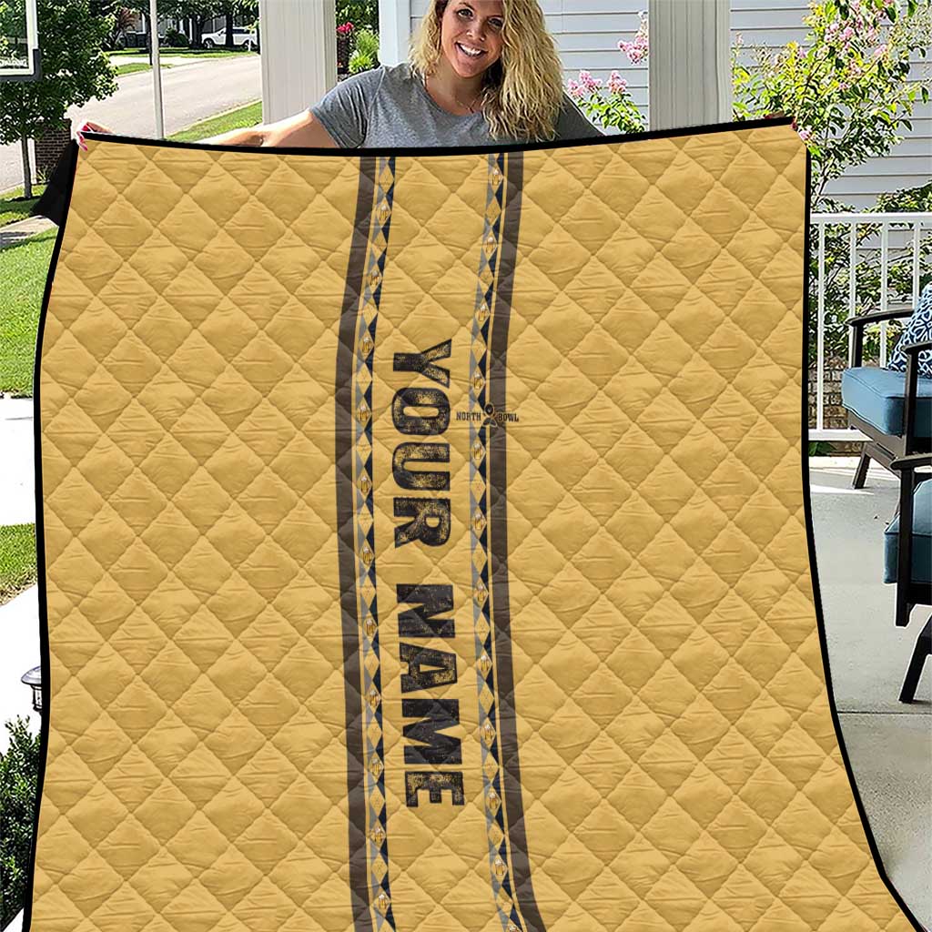 Custom Retro Bowling Quilt with Diamond Stripe Pattern North Bowl Logo - Wonder Print Shop