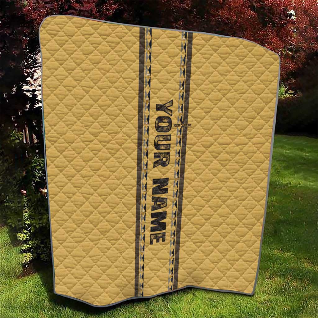 Custom Retro Bowling Quilt with Diamond Stripe Pattern North Bowl Logo - Wonder Print Shop