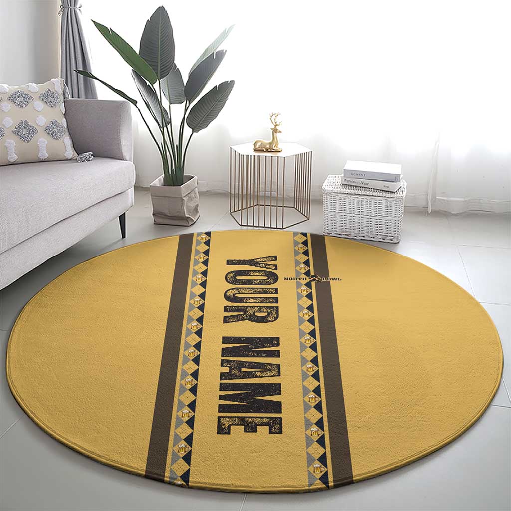 Custom Retro Bowling Round Carpet with Diamond Stripe Pattern North Bowl Logo - Wonder Print Shop