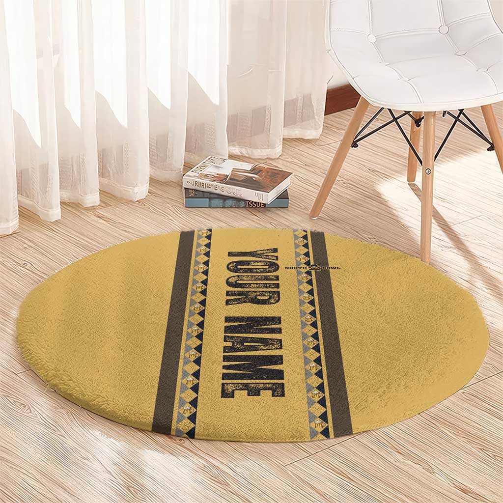 Custom Retro Bowling Round Carpet with Diamond Stripe Pattern North Bowl Logo - Wonder Print Shop