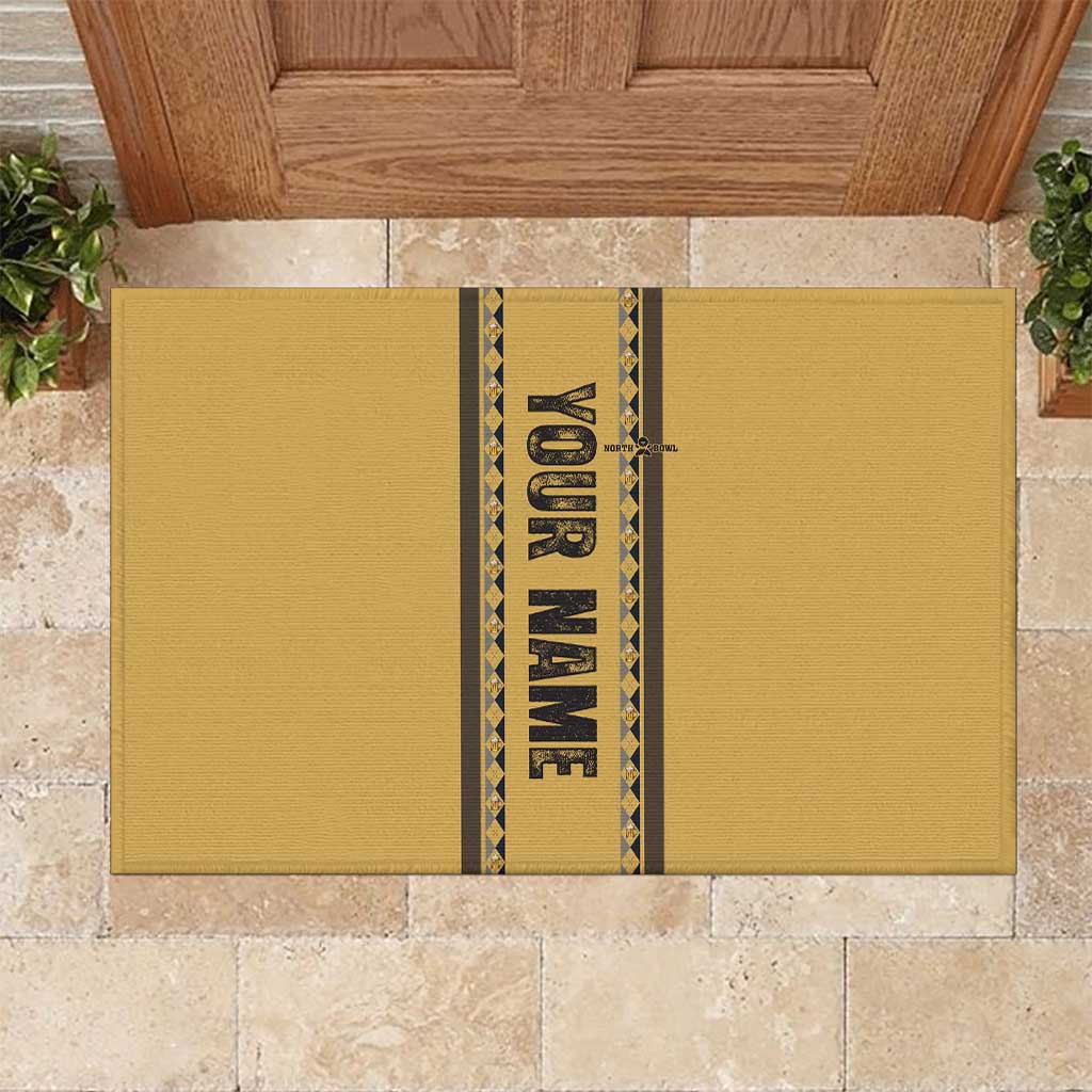 Custom Retro Bowling Rubber Doormat with Diamond Stripe Pattern North Bowl Logo - Wonder Print Shop