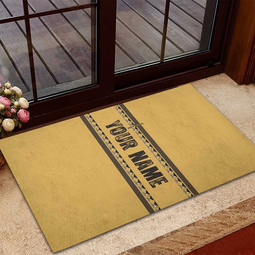 Custom Retro Bowling Rubber Doormat with Diamond Stripe Pattern North Bowl Logo - Wonder Print Shop