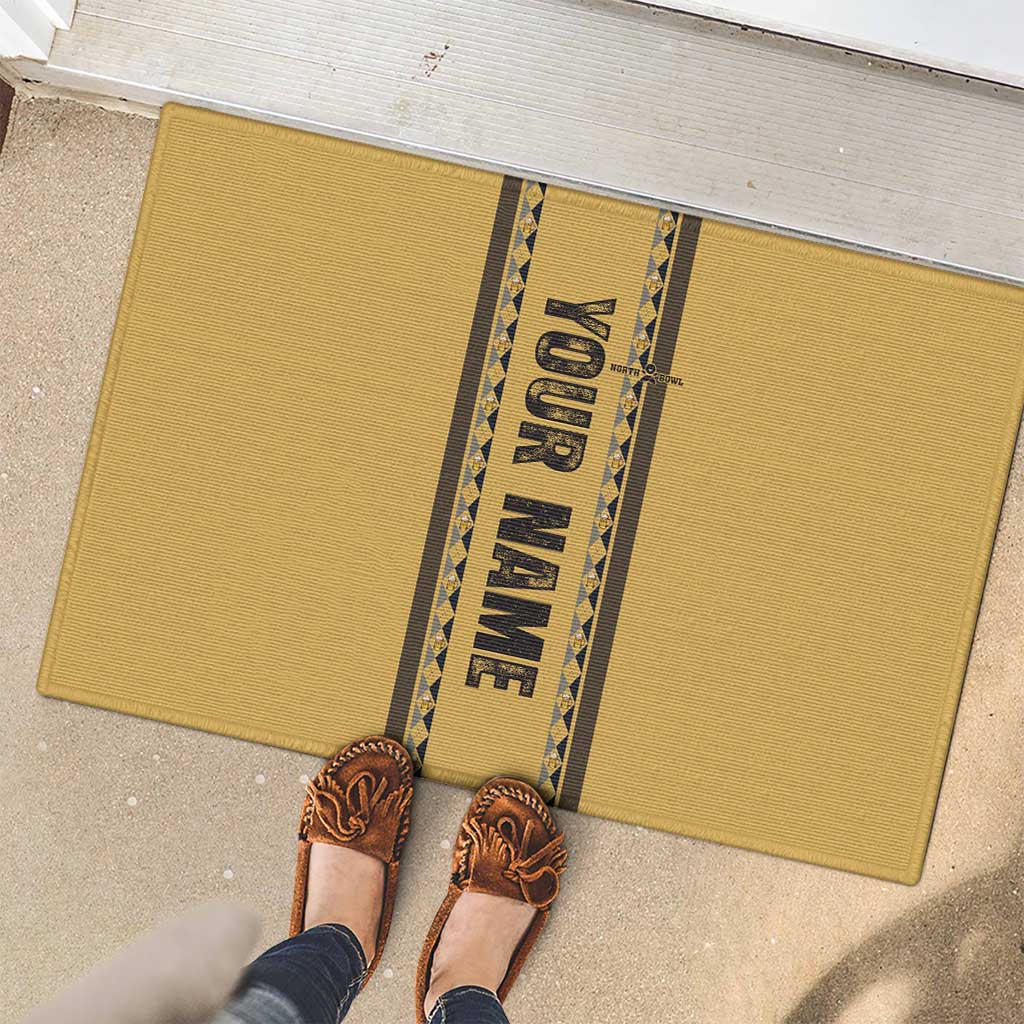 Custom Retro Bowling Rubber Doormat with Diamond Stripe Pattern North Bowl Logo - Wonder Print Shop