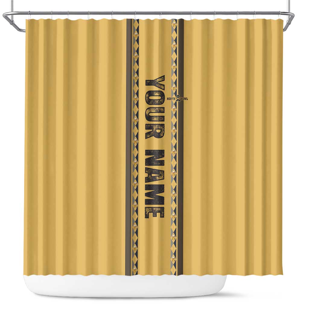Custom Retro Bowling Shower Curtain with Diamond Stripe Pattern North Bowl Logo - Wonder Print Shop