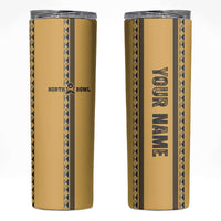 Custom Retro Bowling Skinny Tumbler with Diamond Stripe Pattern North Bowl Logo - Wonder Print Shop