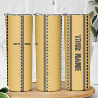 Custom Retro Bowling Skinny Tumbler with Diamond Stripe Pattern North Bowl Logo - Wonder Print Shop
