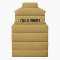 Custom Retro Bowling Sleeveless Puffer Jacket with Diamond Stripe Pattern North Bowl Logo - Wonder Print Shop
