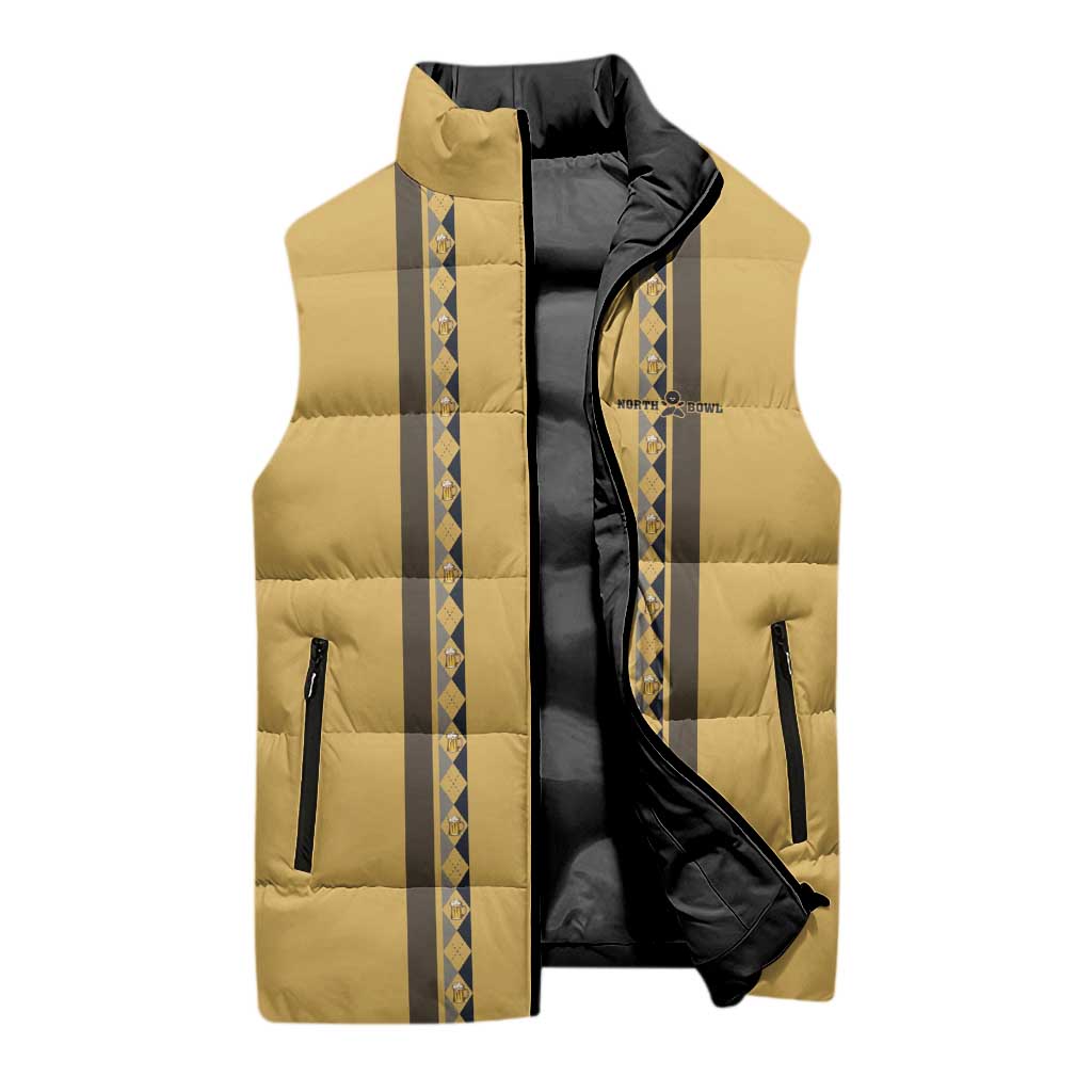 Custom Retro Bowling Sleeveless Puffer Jacket with Diamond Stripe Pattern North Bowl Logo - Wonder Print Shop