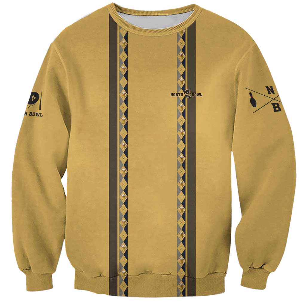 Custom Retro Bowling Sweatshirt with Diamond Stripe Pattern North Bowl Logo - Wonder Print Shop