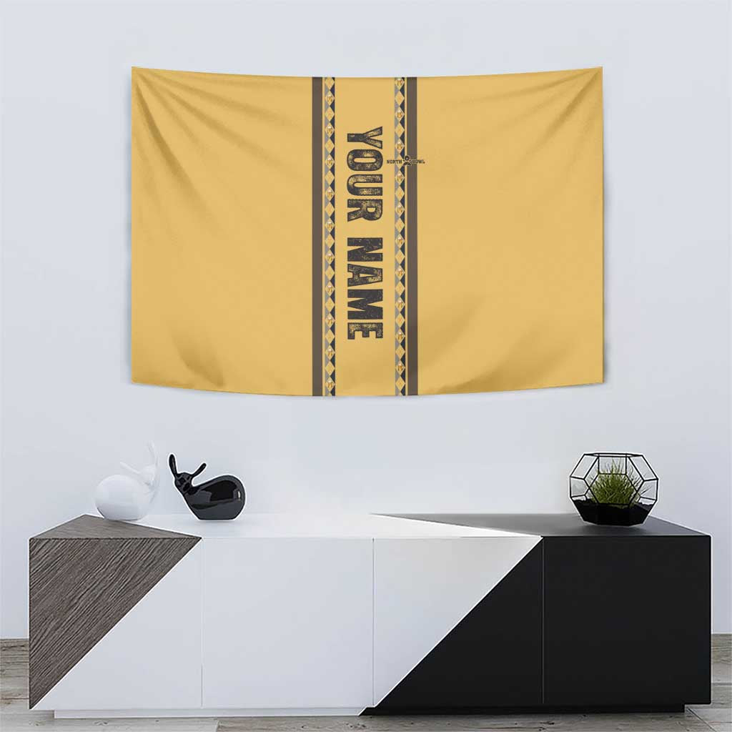 Custom Retro Bowling Tapestry with Diamond Stripe Pattern North Bowl Logo - Wonder Print Shop