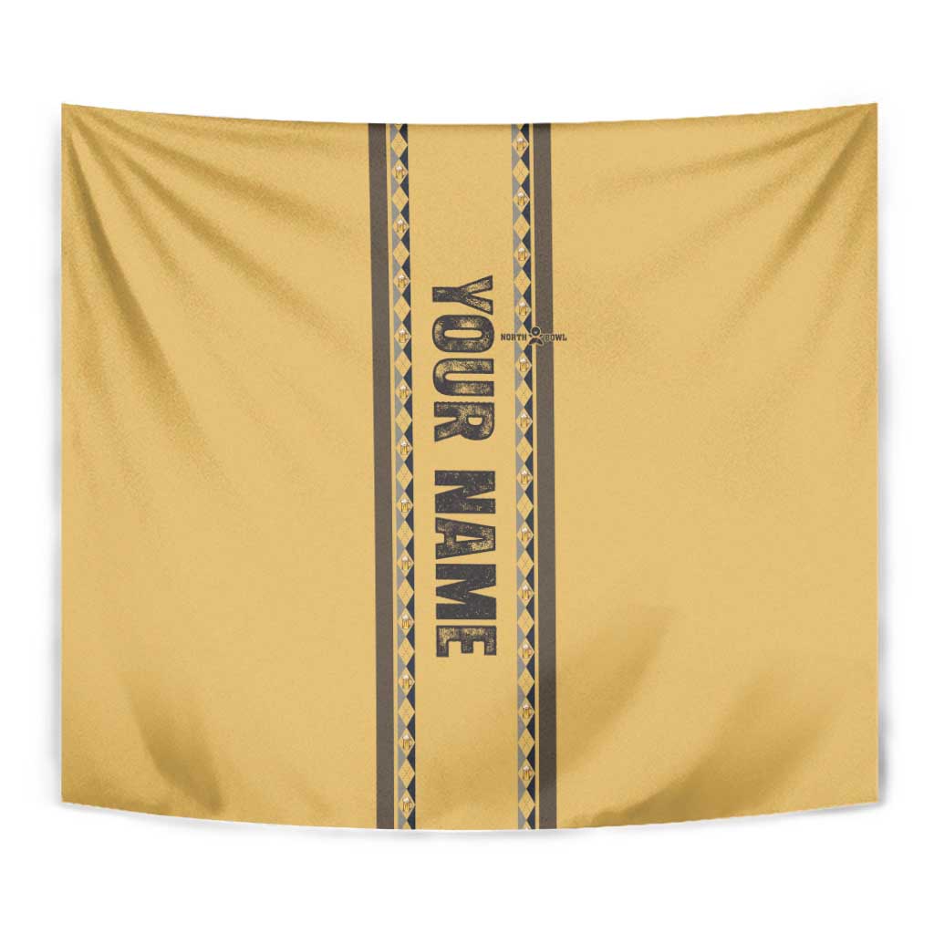 Custom Retro Bowling Tapestry with Diamond Stripe Pattern North Bowl Logo - Wonder Print Shop