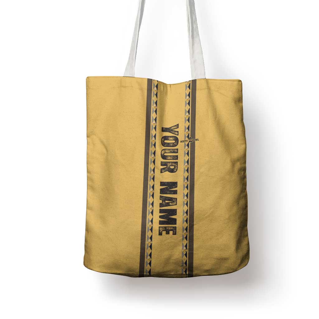 Custom Retro Bowling Tote Bag with Diamond Stripe Pattern North Bowl Logo - Wonder Print Shop
